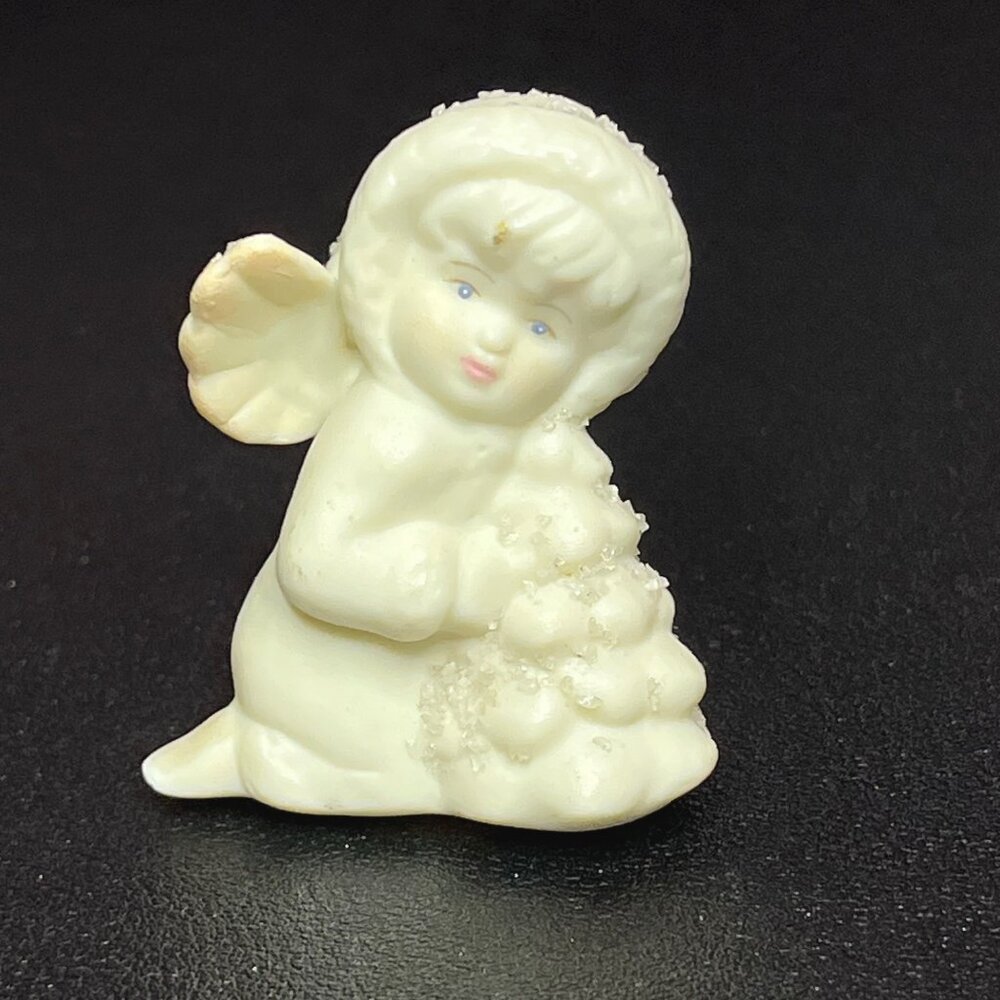Little Miracles Porcelain Angel Figurine Kneeling with Christmas Tree